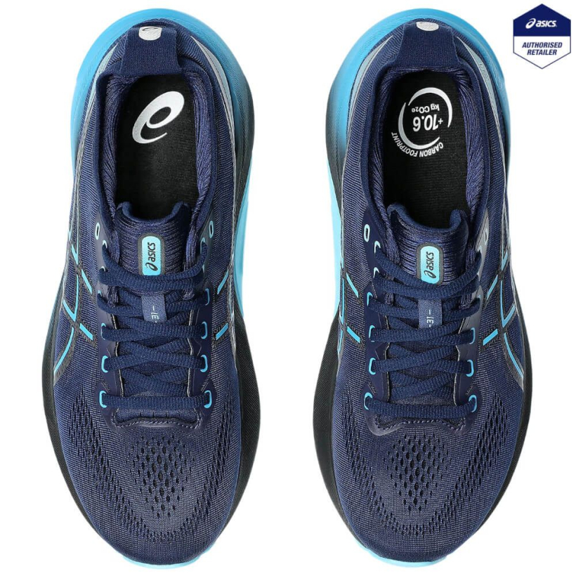 Asics gel kayano black blue top