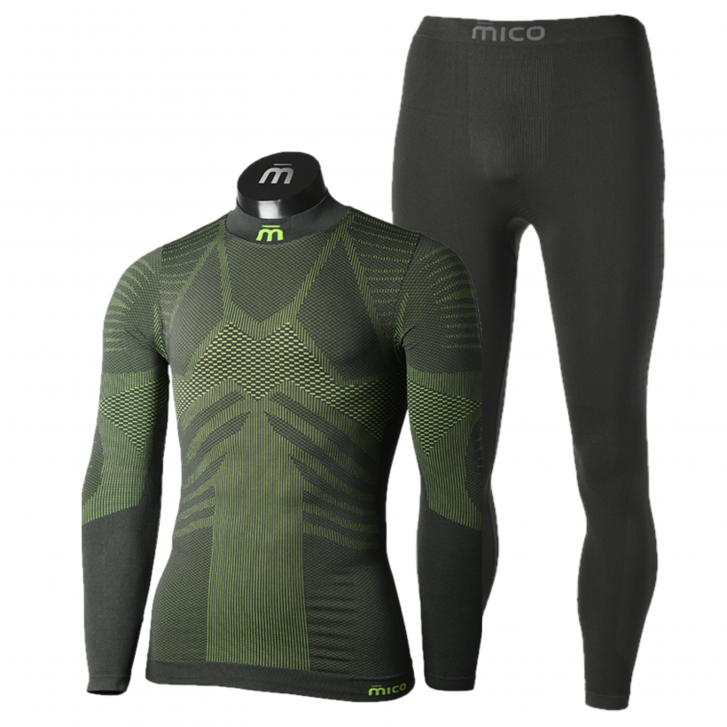 Термобелье комплект с полипропиленом для циклических видов спорта Mico Extra Dry Skintech мужской (арт. IN01432 CM01433) - 122-зеленый