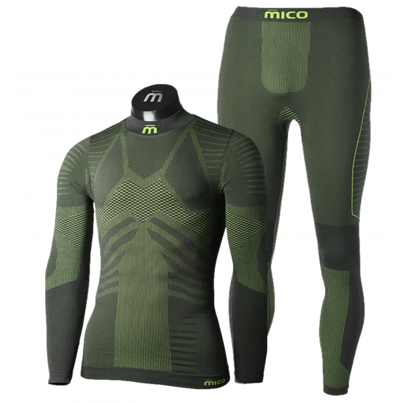 Термобелье комплект с полипропиленом для циклических видов спорта Mico Extra Dry Skintech мужской (арт. IN01432 CM01433) - 048-зеленый