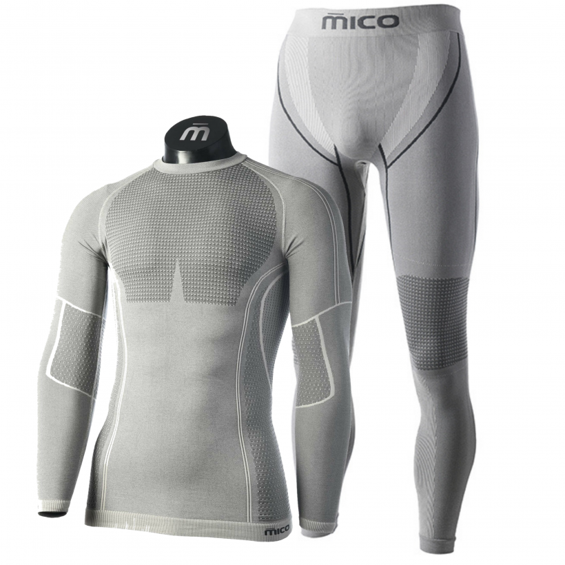 Комплект термобелья с серебром и полипропиленом Mico Odor Zero XT2 Skintech мужской (арт. IN01450 CM01453) - 043-серый