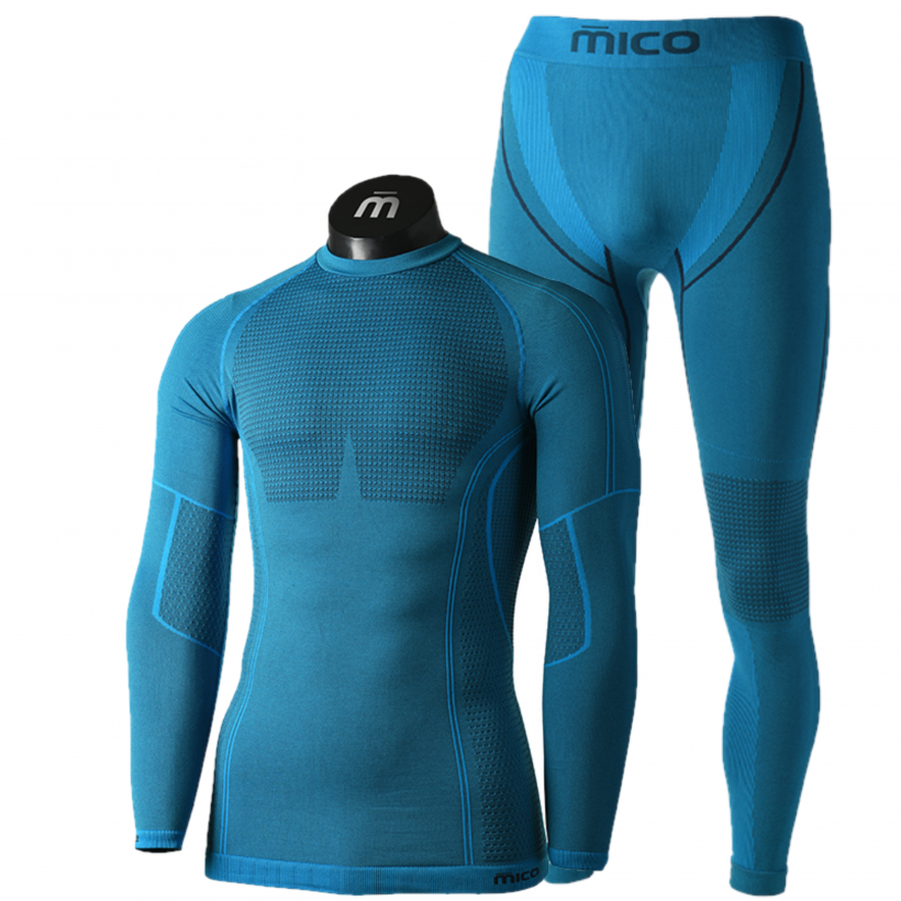 Комплект термобелья с серебром и полипропиленом Mico Odor Zero XT2 Skintech мужской (арт. IN01450 CM01453) - 768-бирюзовый