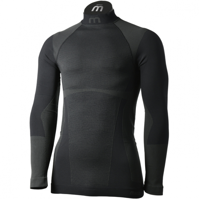 Термобелье рубашка с воротом Mico Warm Control Skintech мужская (арт. IN01851) - 007-черный