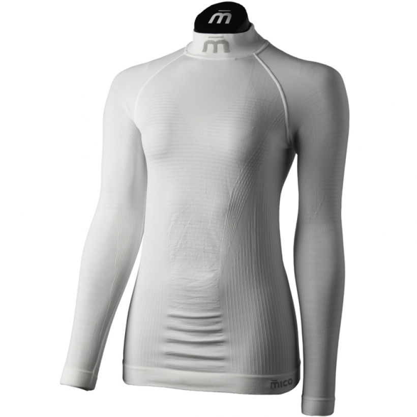 Термобелье рубашка с воротом Mico Warm Control Skintech женская (арт. IN01856) - 001-белый
