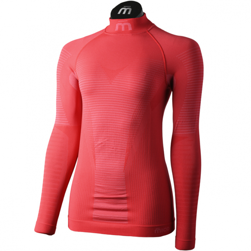 Термобелье рубашка с воротом Mico Warm Control Skintech женская (арт. IN01856) - 066-красный