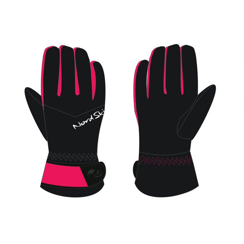 Тёплые лыжные перчатки Nordski Arctic Black/Raspberry Membrane W (арт. NSV240890) - 